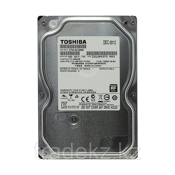 Жёсткий диск HDD 500Gb Toshiba SATA6Gb/s 7200rpm 64Mb 3,5" DT01ACA050:  продажа, цена в Алматы. Внутренние и внешние жесткие диски, hdd, ssd от  "TradeKZ - интернет-магазин" - 87319399