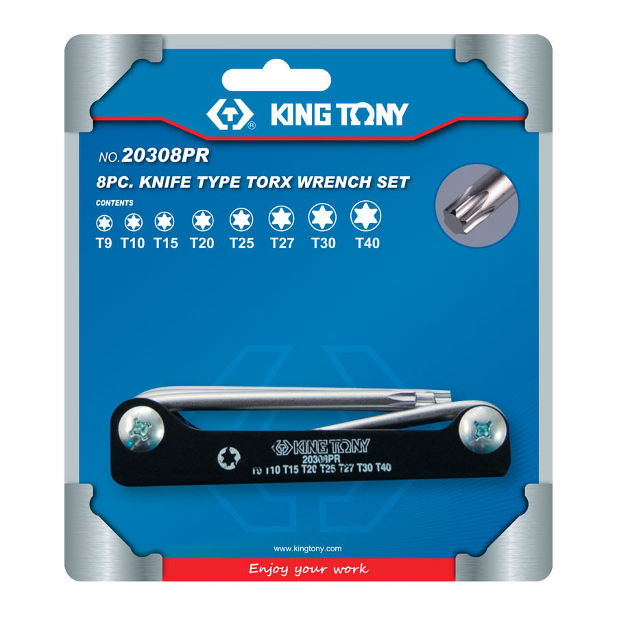 KING TONY Набор Г-образных TORX, T9-T40, складные, 8 предметов KING TONY 20308PR - фото 1 - id-p87322447