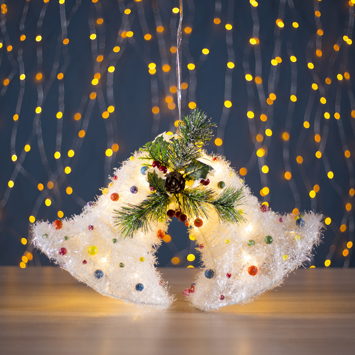 Фигура текстиль "Колокольчики с шариками", 20 LED, 42х27 см, от батареек (не в компл)