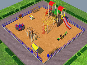 Детская площадка песочный городок, воркаут, качалка на пружине, качеля балансир, скамейки, урна