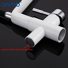 GAPPO G4398-9 Смеситель д/кухни с питьевым краном белый/черный, фото 6