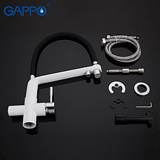 GAPPO G4398-9 Смеситель д/кухни с питьевым краном белый/черный, фото 5