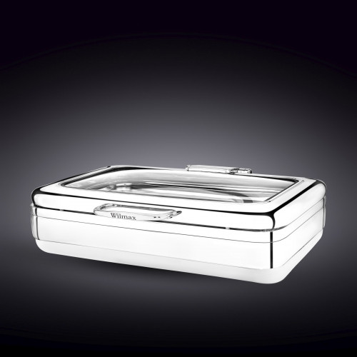 GLASS LID RECTANGULAR CHAFER 23" X 19.3" X 6.75" | 58.5 X 49 X 17 CM - фото 1 - id-p87383449