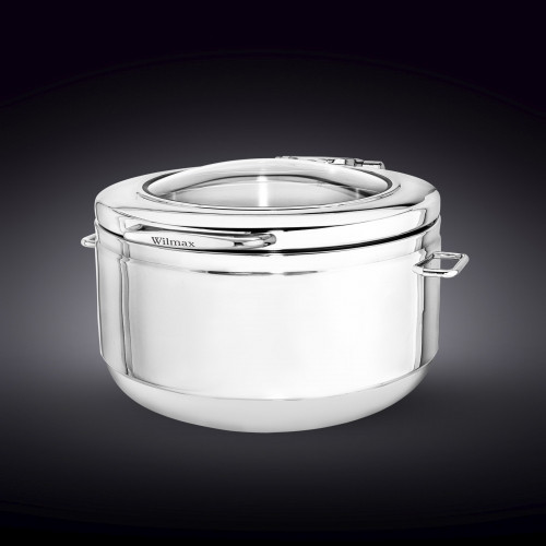 GLASS LID ROUND CHAFER 21.75" X 20.5" X 10" | 55 X 52 X 25.5 CM 370 FL OZ | 11 L - фото 1 - id-p87383447