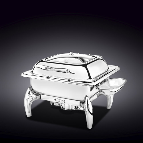 GLASS LID SQUARE CHAFING DISH WITH STAND 18" X 16" X 13" | 45.5 X 41 X 33 CM