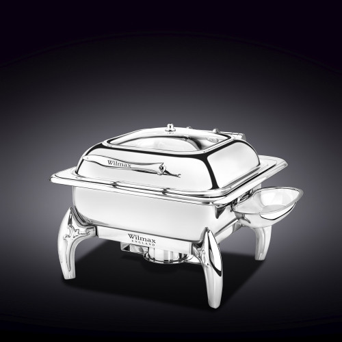 GLASS LID SQUARE CHAFING DISH WITH STAND 18" X 16" X 13" | 45.5 X 41 X 33 CM - фото 1 - id-p87383439