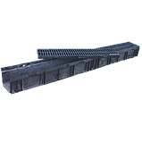 Лоток водоотводный пластиковый с решеткой стальной А15 DN 90 в комплекте длина 1000 ширина 100 высота 80, фото 2