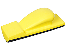 Ручной шлифовальный блок полуцилиндрический  для абразивных полос с липучкой 120 * 70 мм (ср. жесткий, желтый)