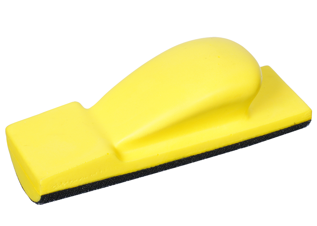 Ручной шлифовальный блок полуцилиндрический для абразивных полос с липучкой 120 * 70 мм (ср. жесткий, желтый) - фото 1 - id-p87388086