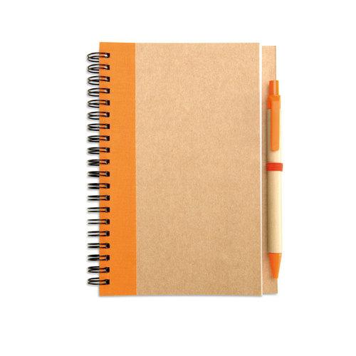 Эко Блокнот с ручкой, SONORA PLUS Оранжевый - фото 1 - id-p87423361