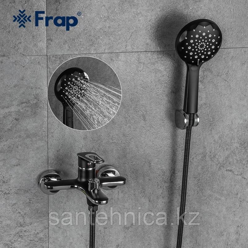 Смеситель для ванны Frap F3249-6 черный/хром - фото 1 - id-p87429928