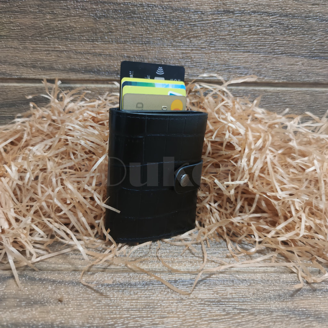 Картхолдер держатель для карт и визиток с RFID защитой экокожа KH-328 черный - фото 4 - id-p87431287