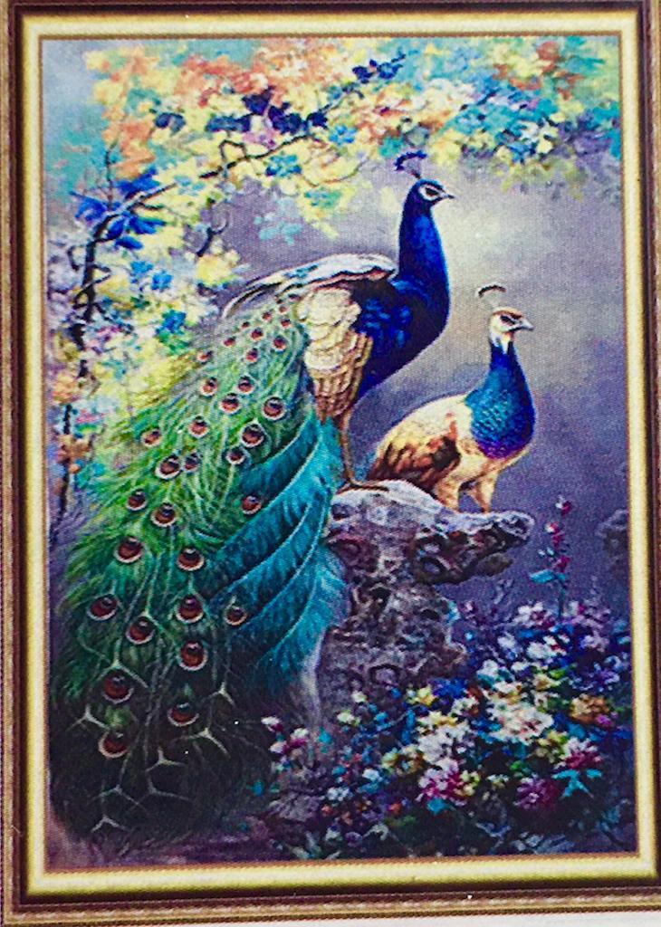 Алмазная мозаика круглые стразы 5D "ПАВЛИНЫ" 60*110CM