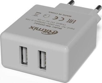 RITMIX RM-2025AC Зарядное устройство сетевое белый 2 USB