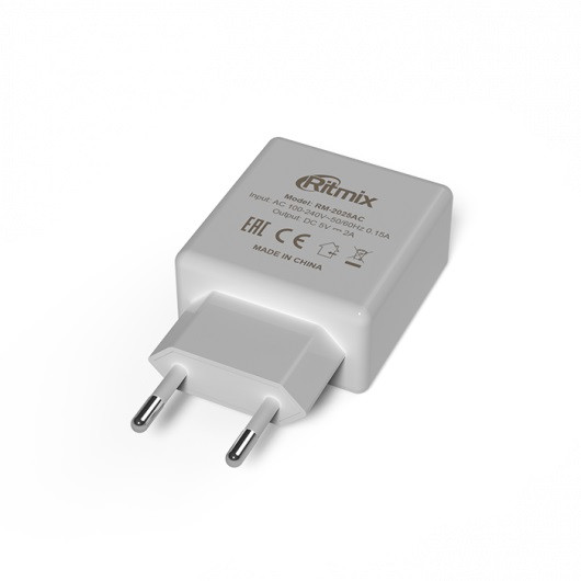 RITMIX RM-2025AC Зарядное устройство сетевое белый 2 USB - фото 2 - id-p87446163