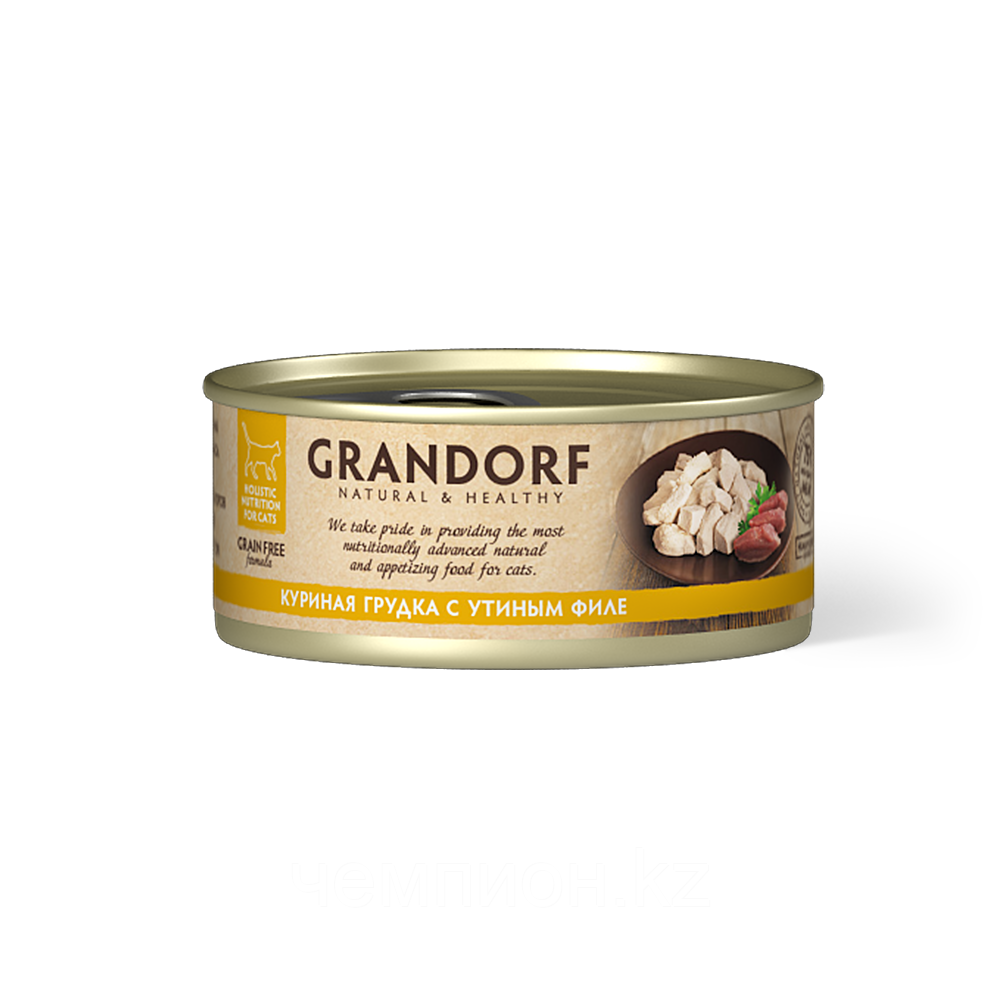 12550 GRANDORF Куриная грудка с утиным филе, влажный корм для кошек всех возрастов, уп.6*70гр.