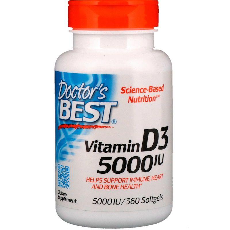 Витамин Д3 5000 МЕ, Doctor’s best, 360 капсул