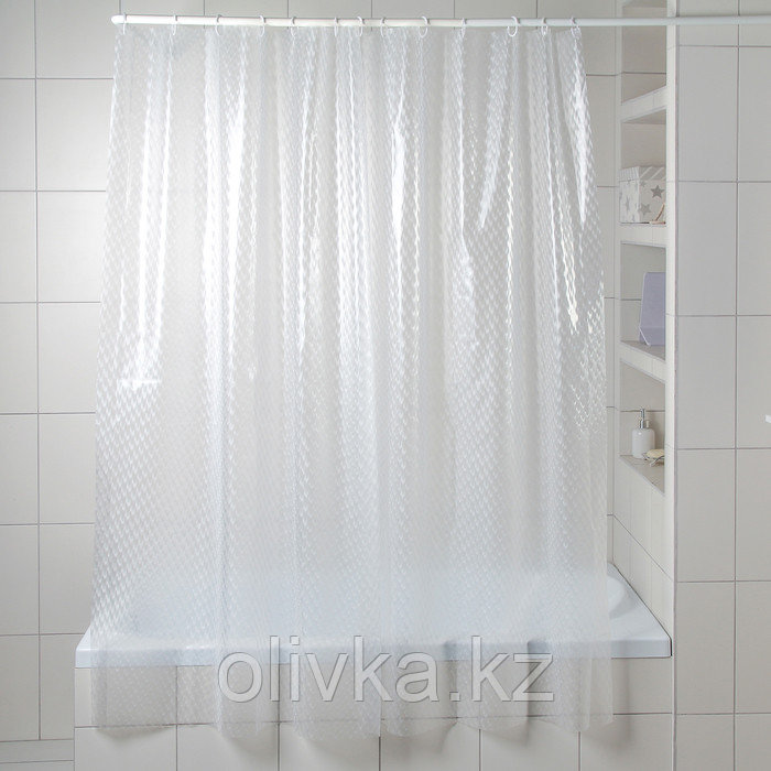 Штора для ванной комнаты «Ледяной вельвет», 180×180 см, EVA, цвет белый