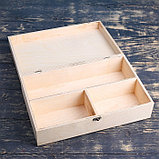 Подарочный ящик 34×21.5×10.5 см деревянный, с закрывающейся крышкой, без покраски, фото 2