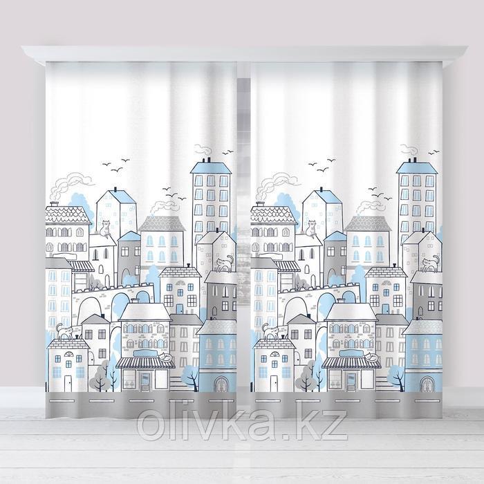 Комплект штор "Этель" Sweet home blue 145*260 см-2 шт, 100% п/э, 140 г/м2