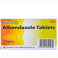 Таблетки Альбендазол Albendazole tablets «Zentel» от паразитов, гельминтов, червей
10 таблеток по 0,2 g