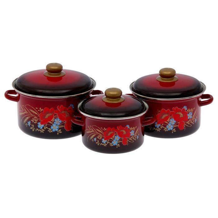 Набор кастрюль "Маки", 3 шт: 2 л, 3 л, 4 л