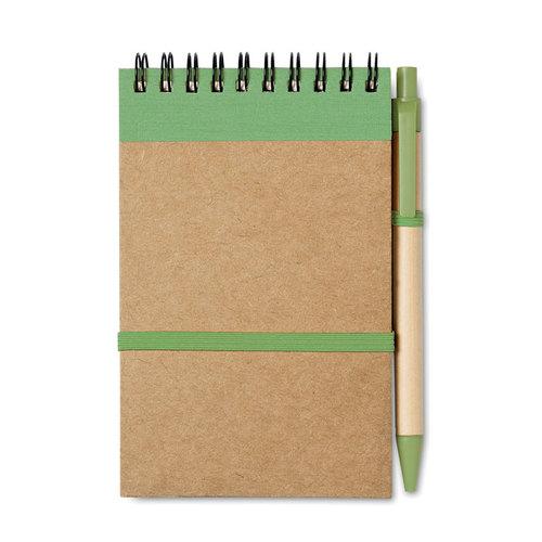 Блокнот с ручкой, SONORA Зеленый - фото 1 - id-p87466918