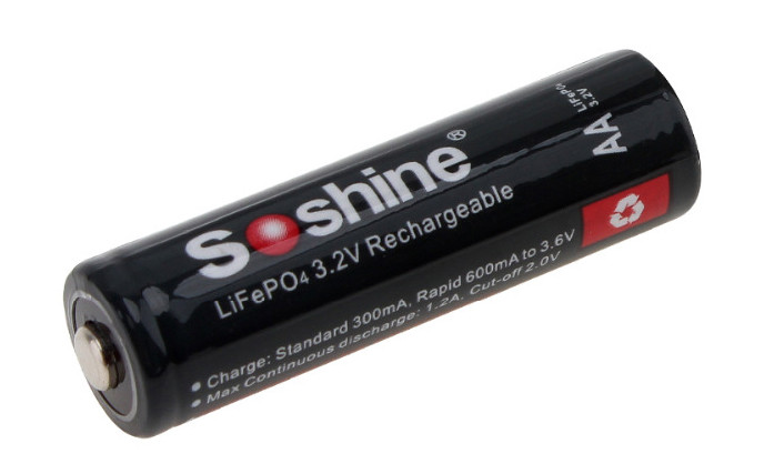 Аккумулятор LiFePO4 Soshine 14500 (AA) 3.2V 700mAh (4.6) - фото 1 - id-p87467235