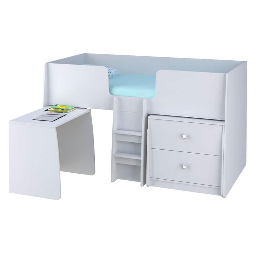 Комод с 2 ящиками для кровати-чердака Polini kids Simple 4100 с выдвижными элементами, белый