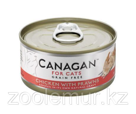CANAGAN Полнорационный консервированный корм для кошек ЦЫПЛЕНОК с КРЕВЕТКАМИ 75г, фото 1