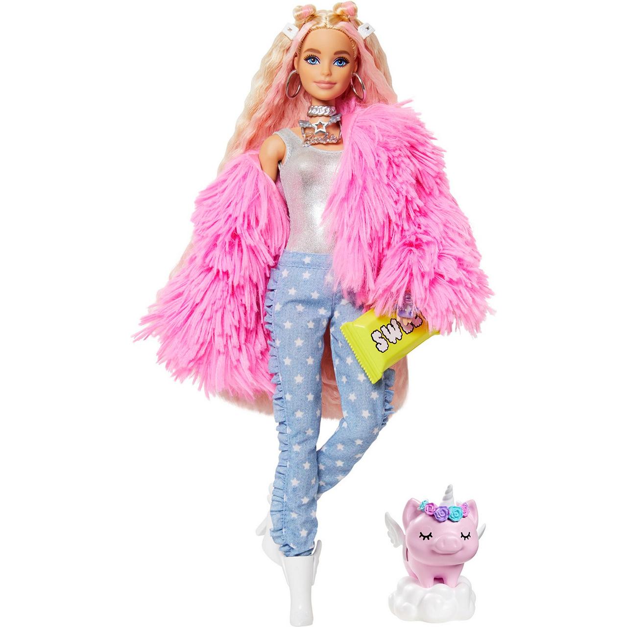 Barbie Экстра Модная Кукла в розовой куртке №3, Барби