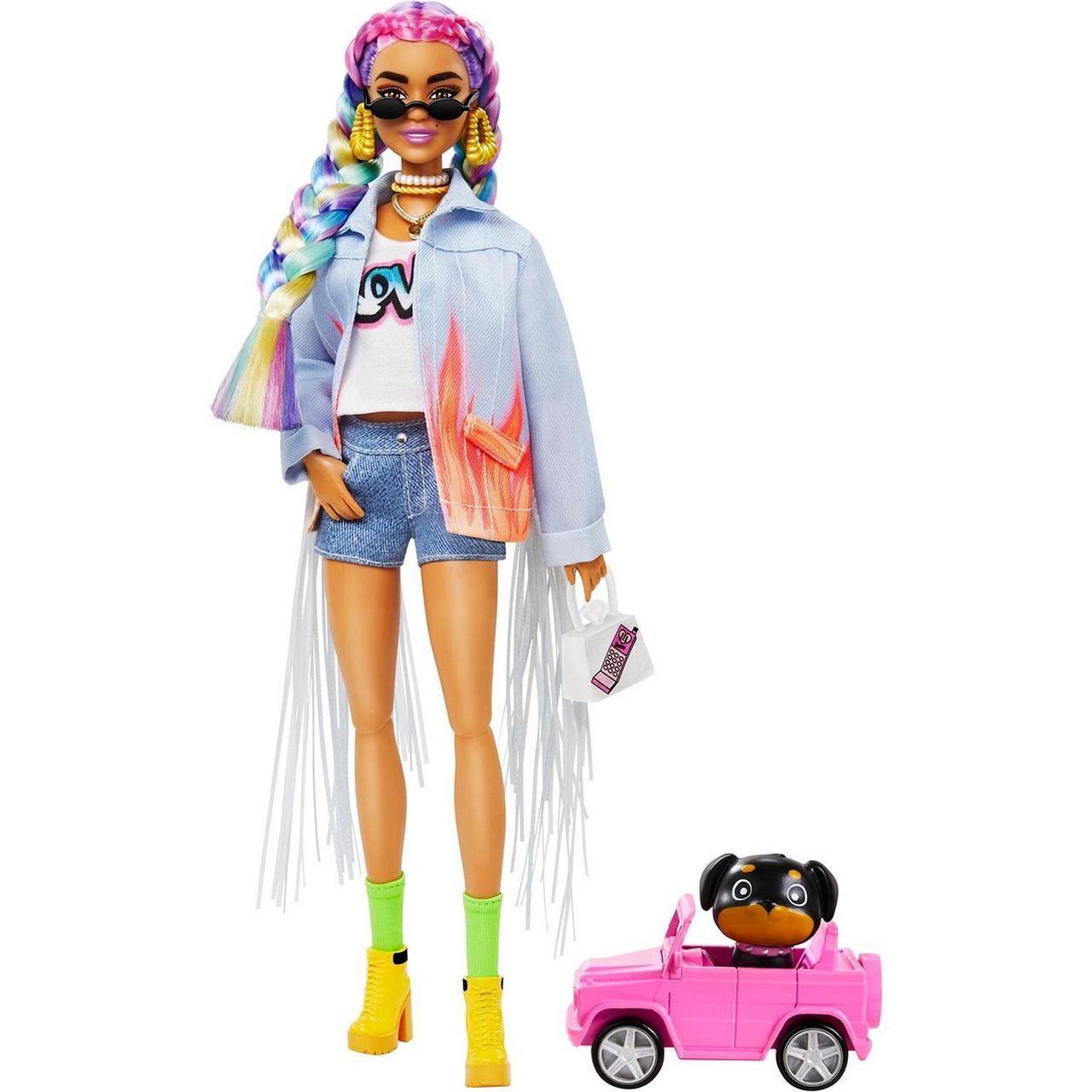 Barbie Экстра Модная Кукла с радужными косичками №5, Барби