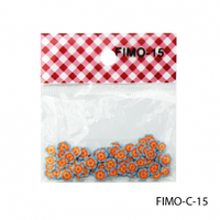 FIMO-C-15Фигурки FIMO в форме оранжевых  цветочков с голубыми лепестками.