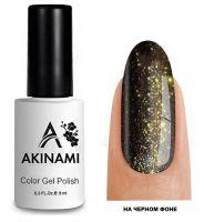 Топ для гель-лака AKINAMI Glitter Top №6, 9мл. (прозрачный с золотистыми блестками)