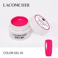 Цветной гель №02 насыщенный розовый Lacomchir 8мл.