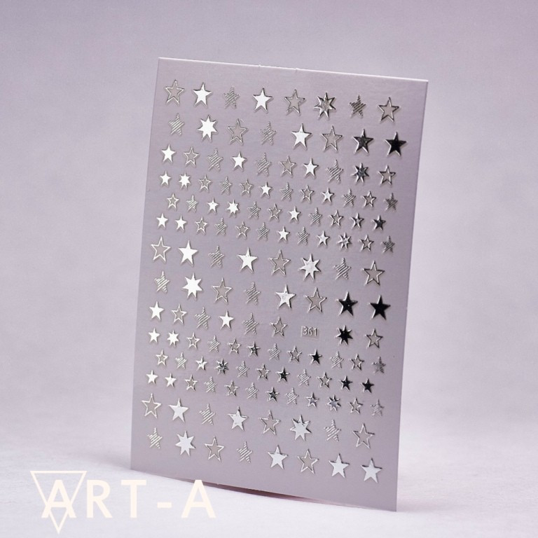 3D наклейка STARS #361-2 серебро ART-A - фото 2 - id-p87493868