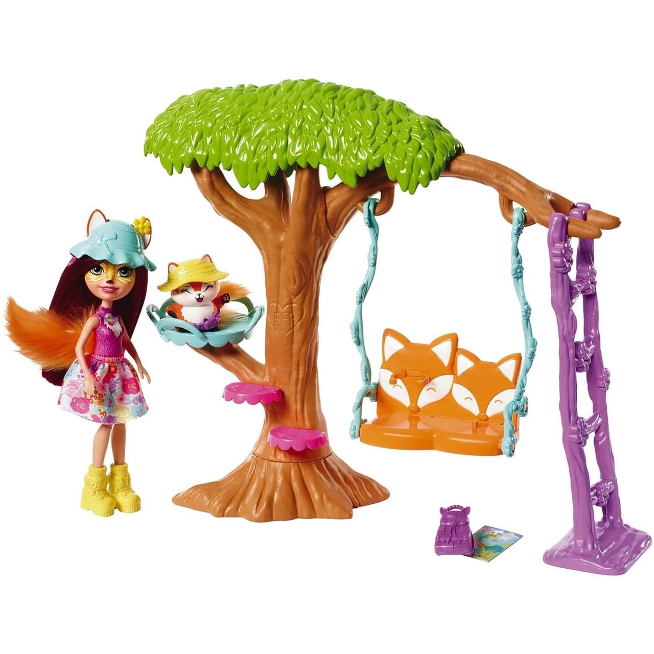 Энчантималс набор игровой Кукла со зверюшкой Лиса Фелисити на качелях  Enchantimals FRH45