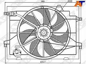 Диффузор радиатора в сборе HYUNDAI TUCSON 04-09 /KIA SPORTAGE 04-09 2,0i /2,0d