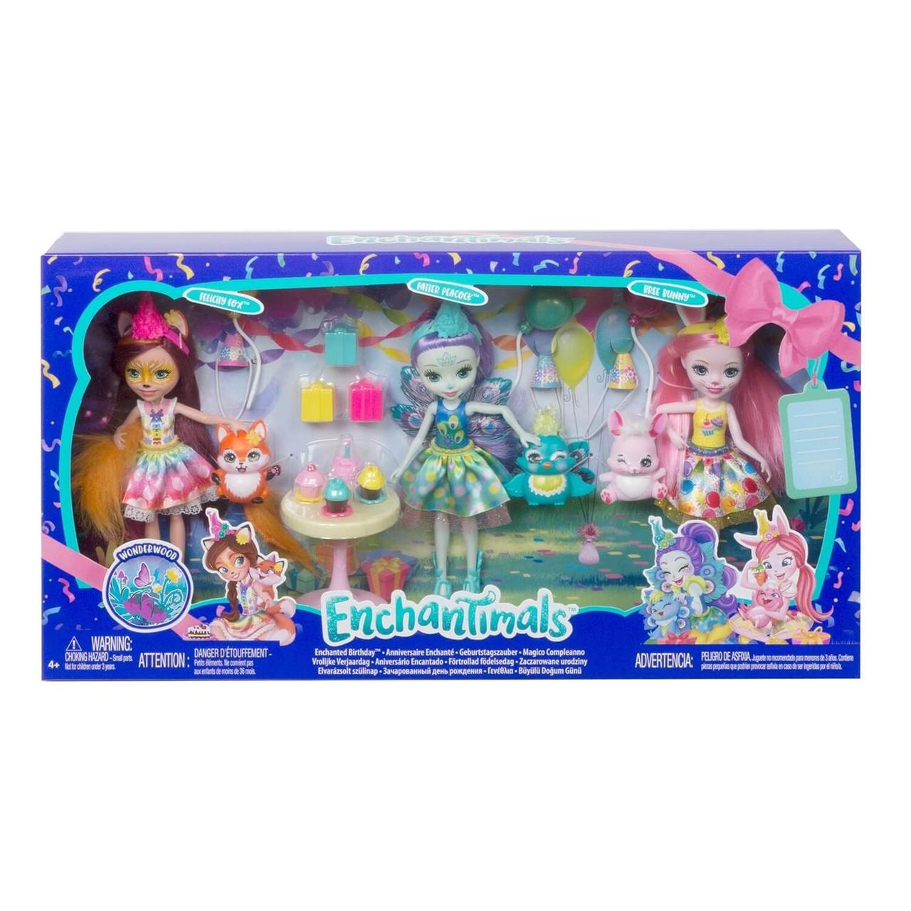 Энчантималс Enchantimals набор из 3х кукол День рождения GJX22