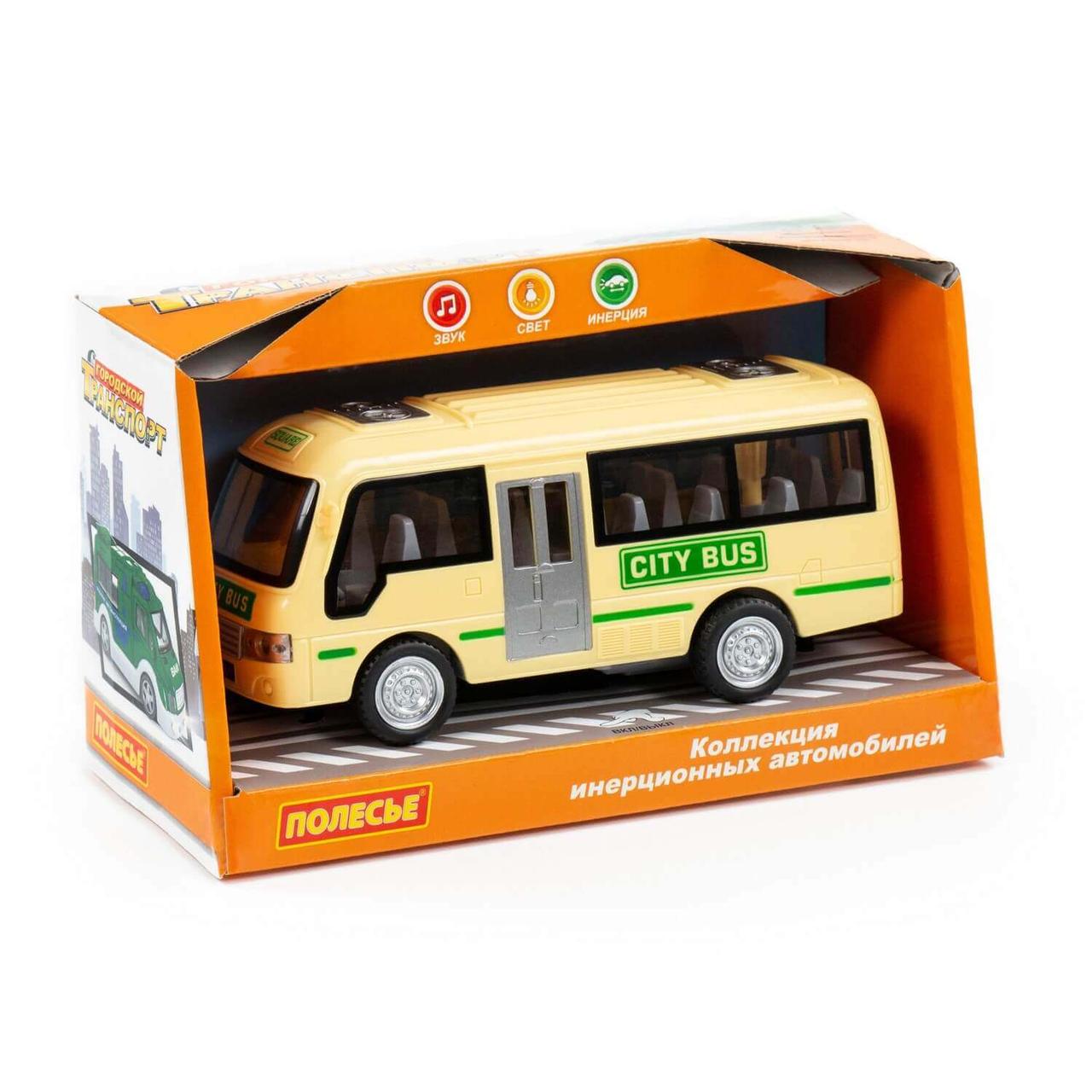 Городской автобус автомобиль инерционный со светом и звуком в коробке