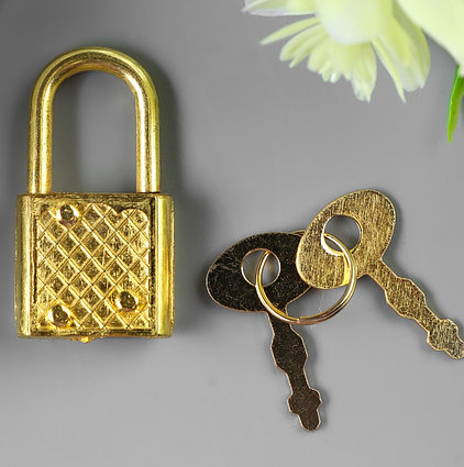Замочек с ключиком для шкатулки металл набор 5 шт С286 золото 3,1х1,7 см