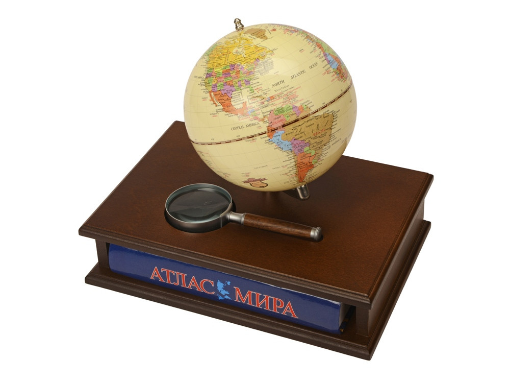 Настольный прибор Магеллан: глобус, лупа, атлас мира на русском языке - фото 2 - id-p87643760