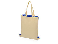 Сумка для шопинга Twin двухцветная из хлопка, 180 г/м2, синий/натуральный, фото 3