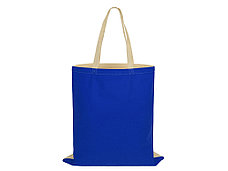 Сумка для шопинга Twin двухцветная из хлопка, 180 г/м2, синий/натуральный, фото 4