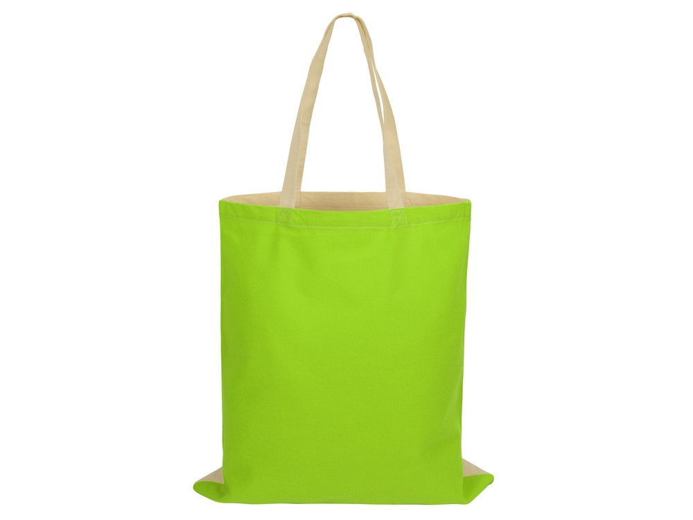 Сумка для шопинга Twin двухцветная из хлопка, 180 г/м2, зеленое яблоко/натуральный - фото 4 - id-p85159574
