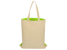 Сумка для шопинга Twin двухцветная из хлопка, 180 г/м2, зеленое яблоко/натуральный, фото 5