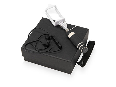 Подарочный набор Selfie с Bluetooth наушниками и моноподом, черный, фото 2