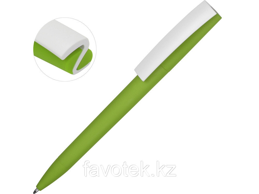 Ручка пластиковая soft-touch шариковая Zorro, зеленое яблоко/белый