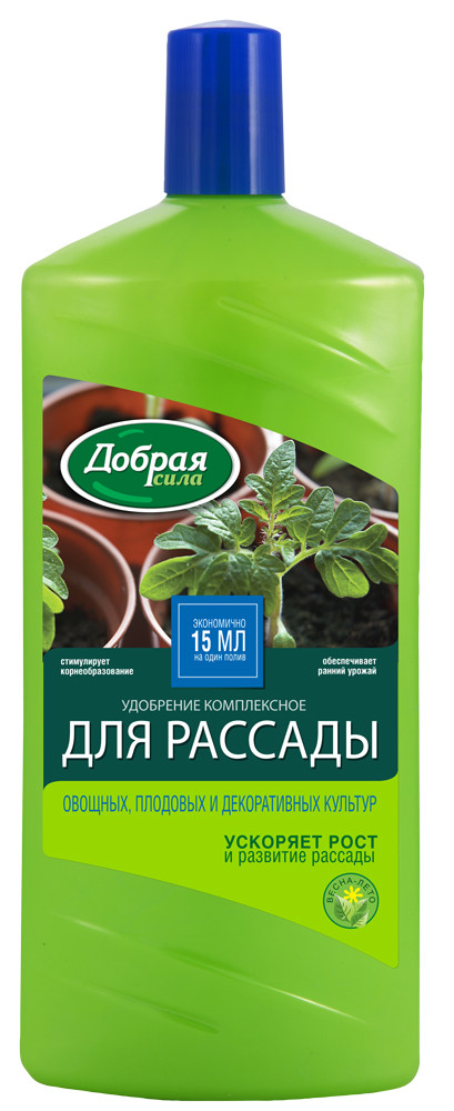 Добрая сила Жидкое органо-минеральное удобрение Для рассады, канистра 1 л/ 9