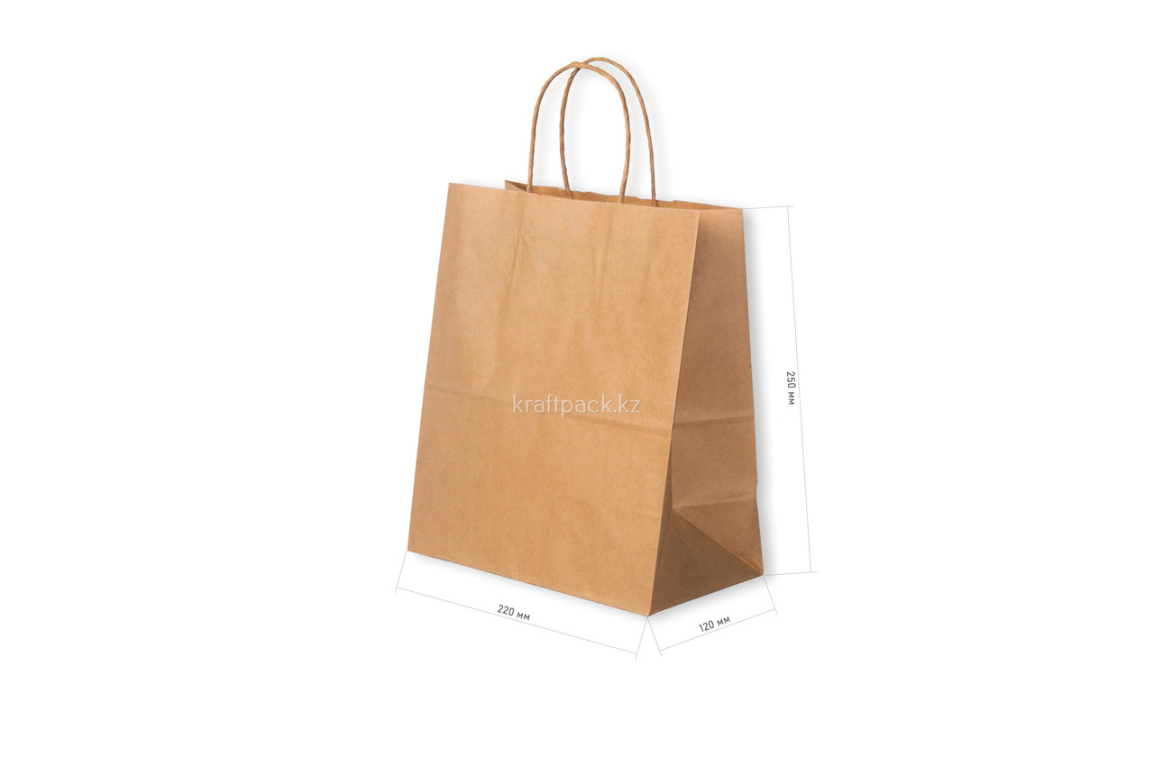 Бумажный пакет Retail Bag, Крафт 220x120x250 (70гр) (250шт/уп) - фото 3 - id-p65421839